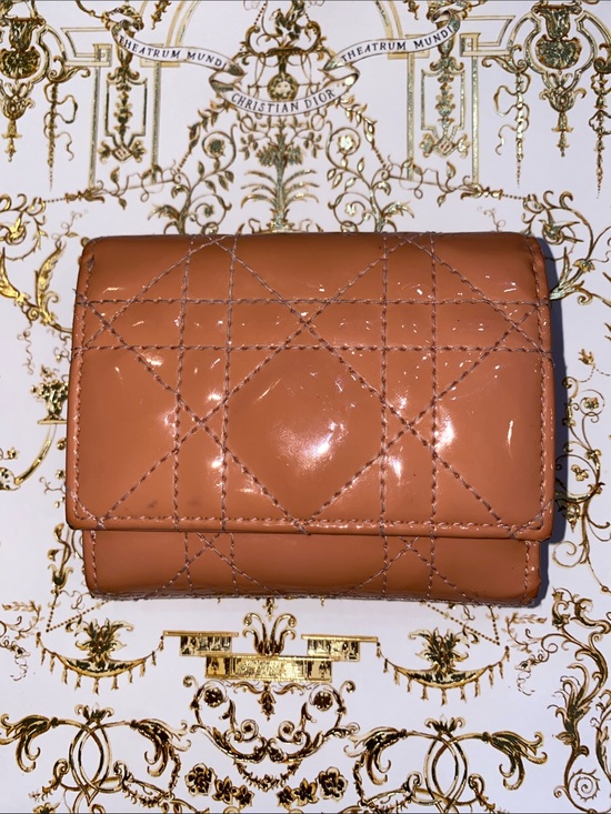 Dior Handbags - Lady Dior Lotus Quilted Patent Leather Cannage Wallet in Peachy Pink